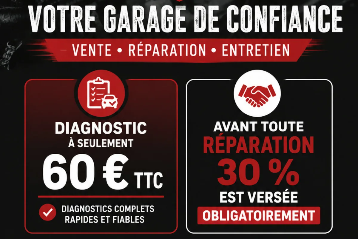 Affiche du garage ISLK : diagnostic électronique complet à 60 € TTC